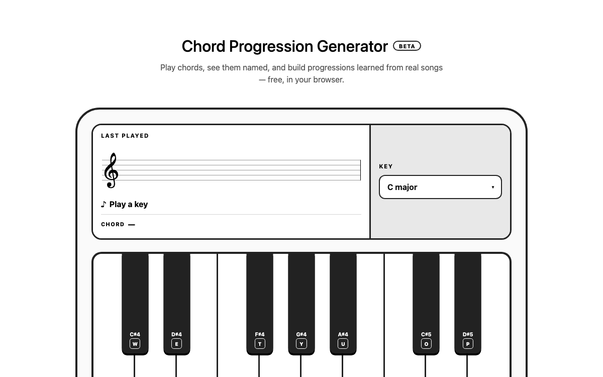Preview of Musicpham's chord progression generator